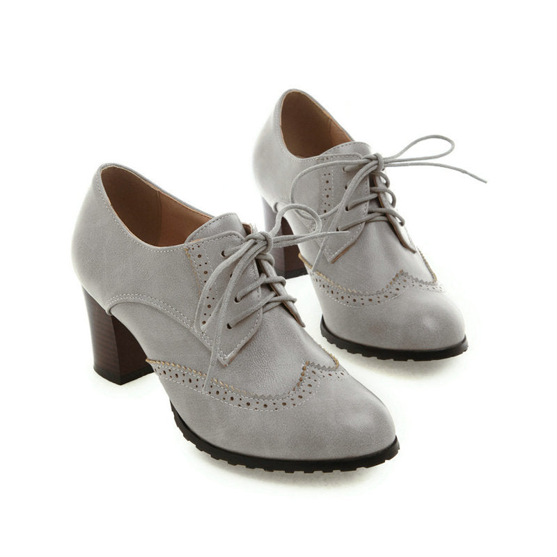 High-heeled lace-up brogues