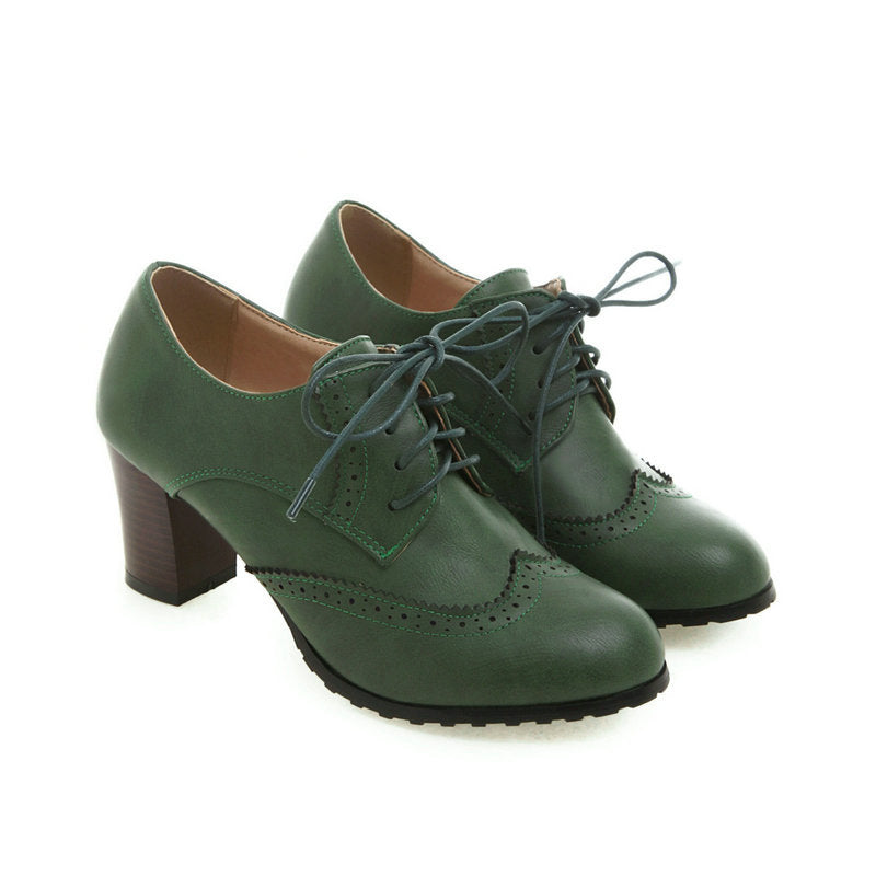 High-heeled lace-up brogues