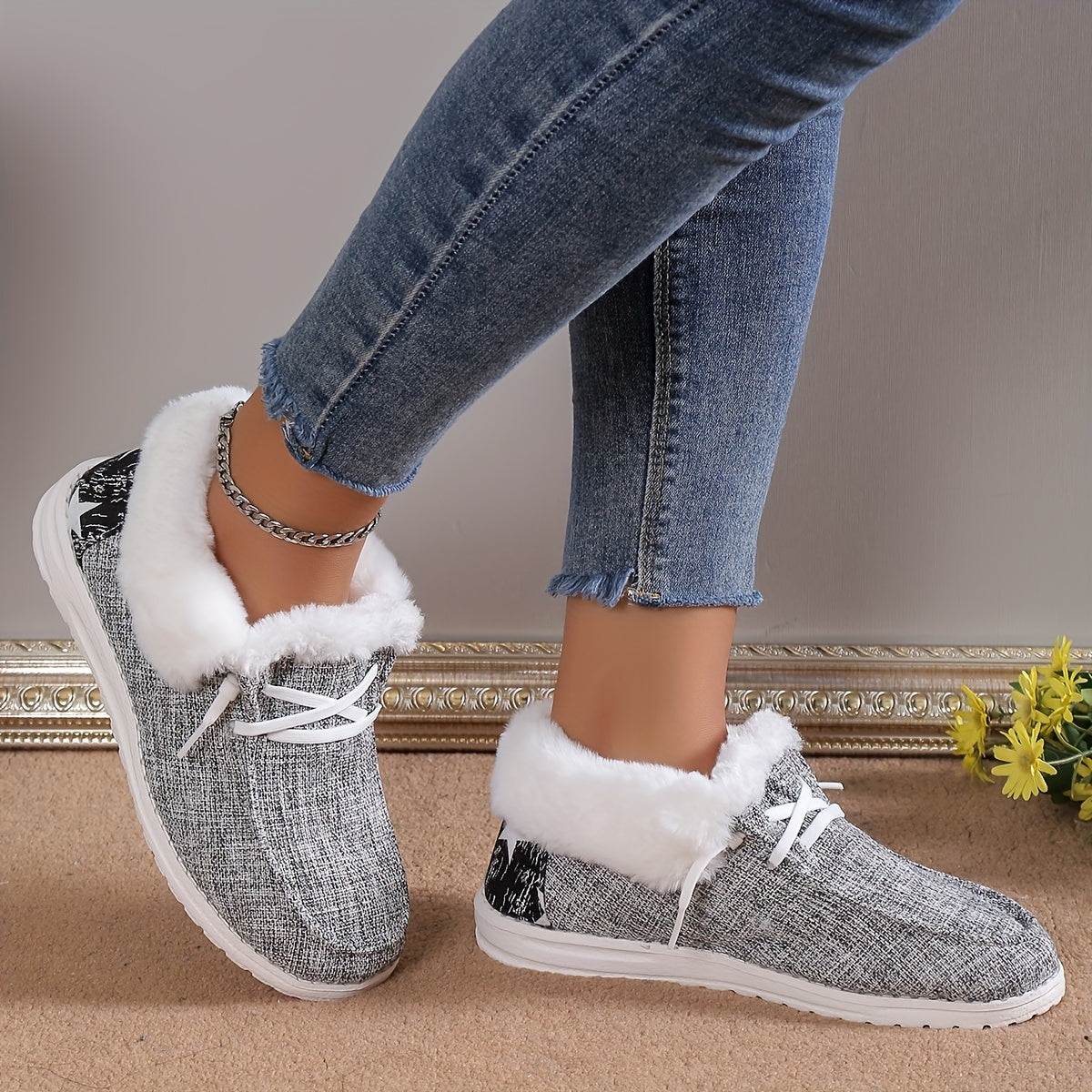 Plush Lined Warm & Cozy Slip On Canvas Shoes