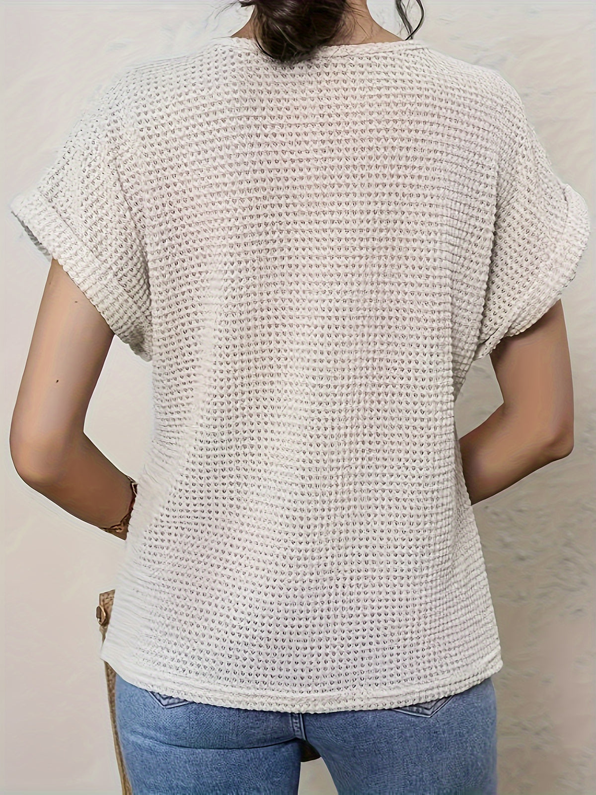 Lace Splicing Crew Neck Short Sleeve Top