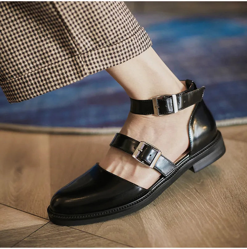 Color Contrast Buckle Flats