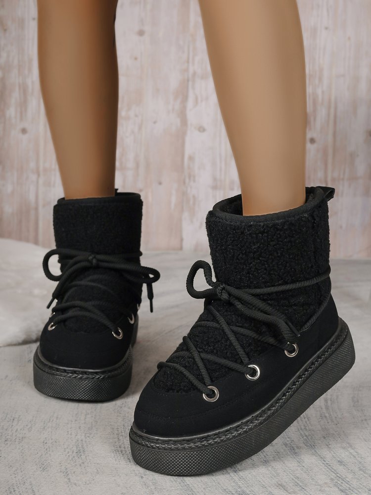 Polar suede cross strap snow boots