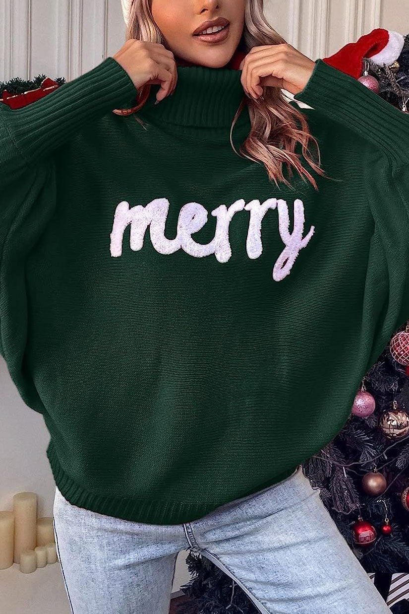 Jersey Merry Holiday con cuello alto y mangas murciélago