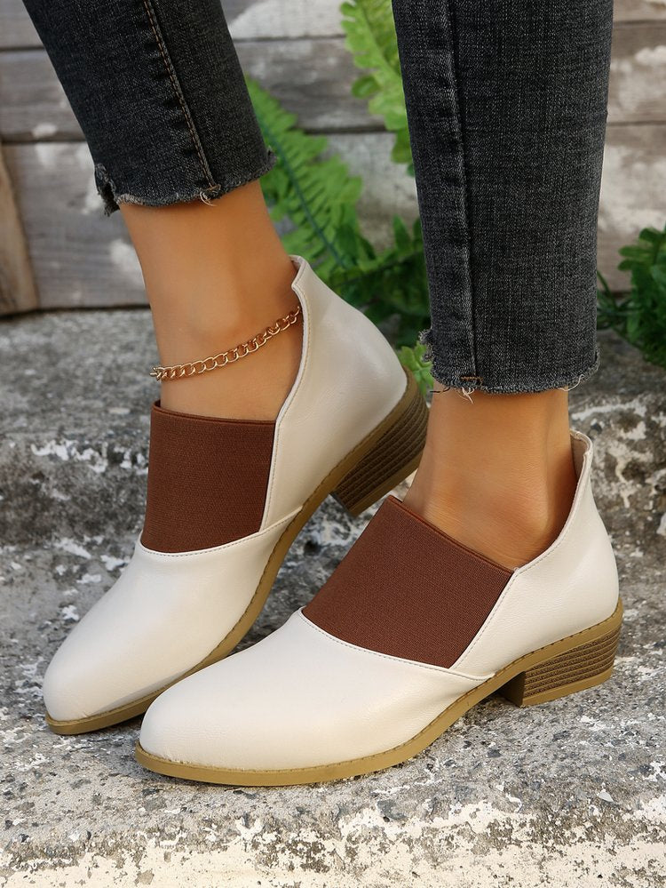 Stitched upper block heel mid heel Chelsea boots