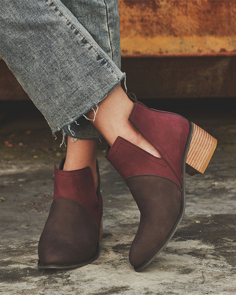 Colorblock Mid-Heel Chelsea Boots