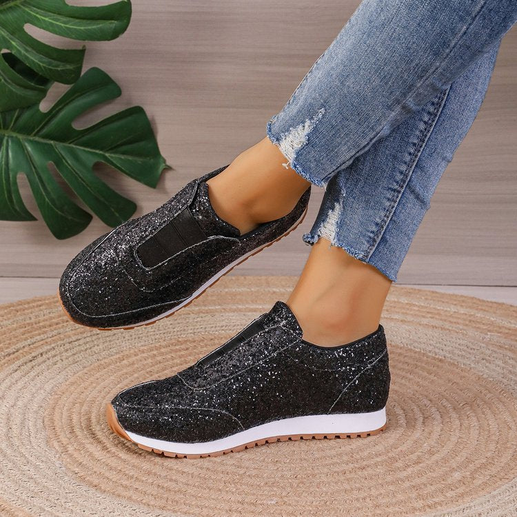 Starry Sequins Slip On Sneakers