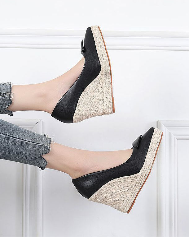 Wedge Heel Woven Straw Sole Glossy espadrilles Sandals