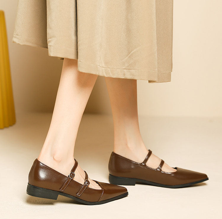 One-line buckle flat Mary Jane shoes