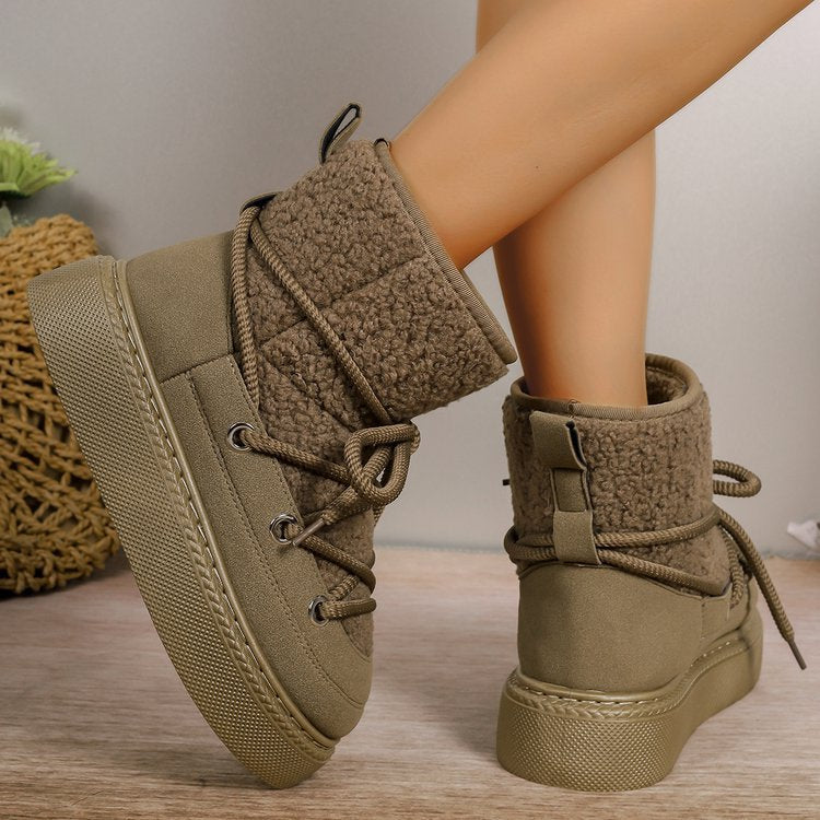 Polar suede cross strap snow boots