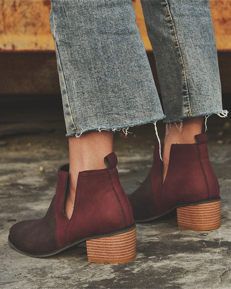 Colorblock Mid-Heel Chelsea Boots