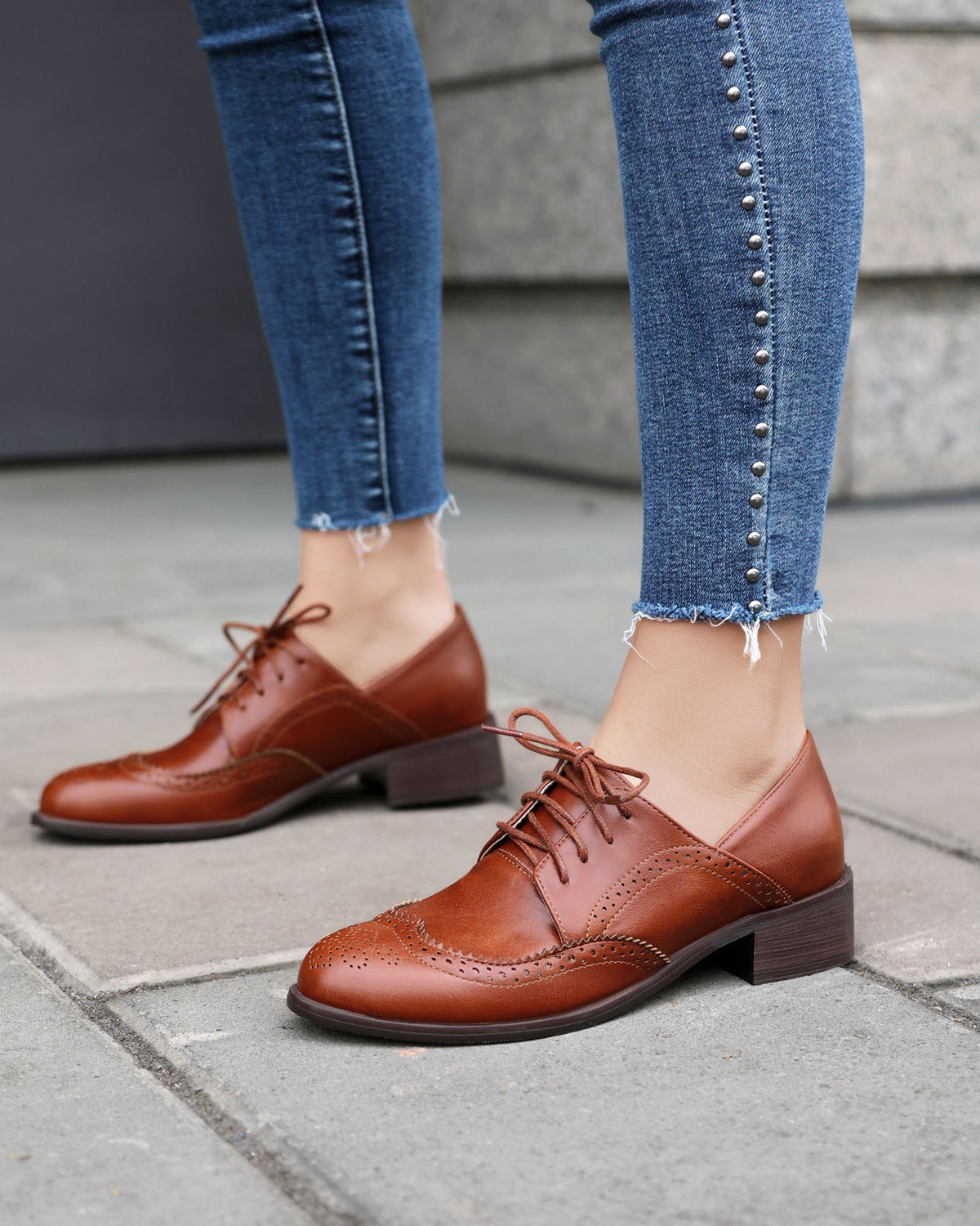 Zapatos brogue informales de negocios con cordones