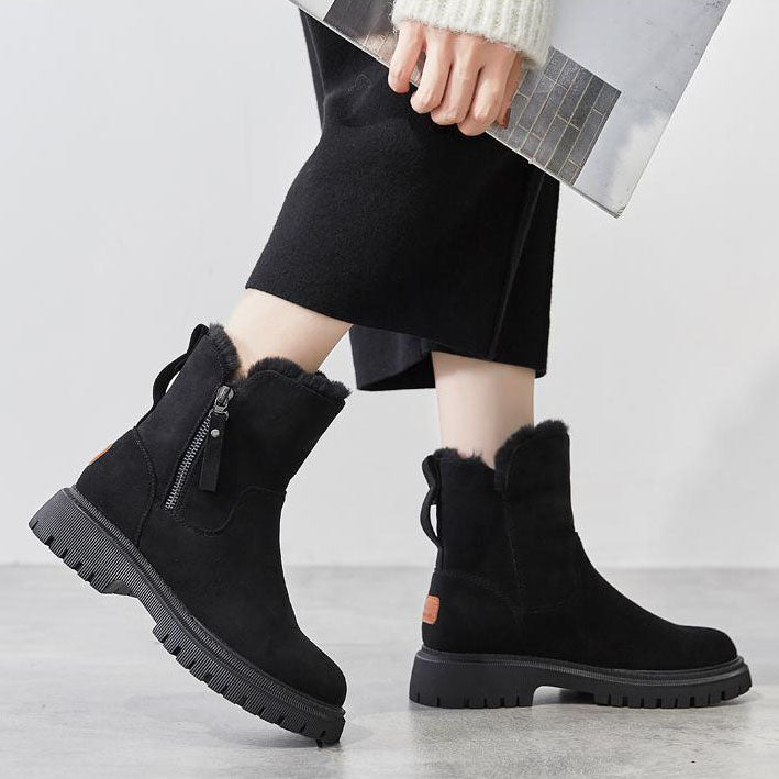 Bottines de neige en polaire à zip latéral