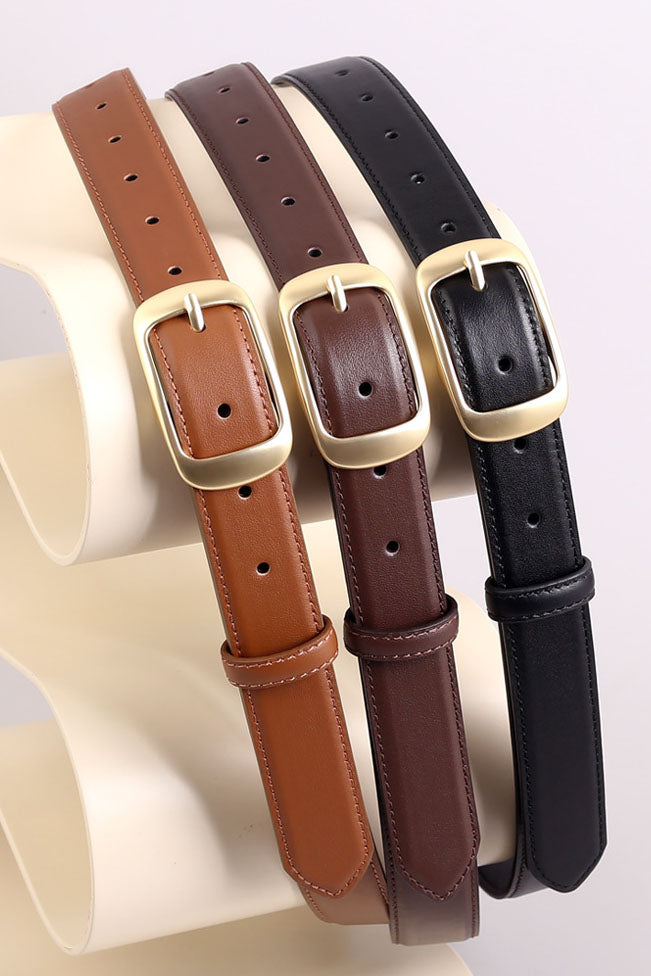 Elegant Alloy Buckle Top Grain Leather Belt