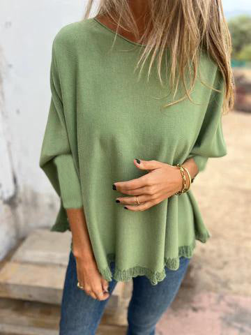 Long-sleeved fungus lace knit top