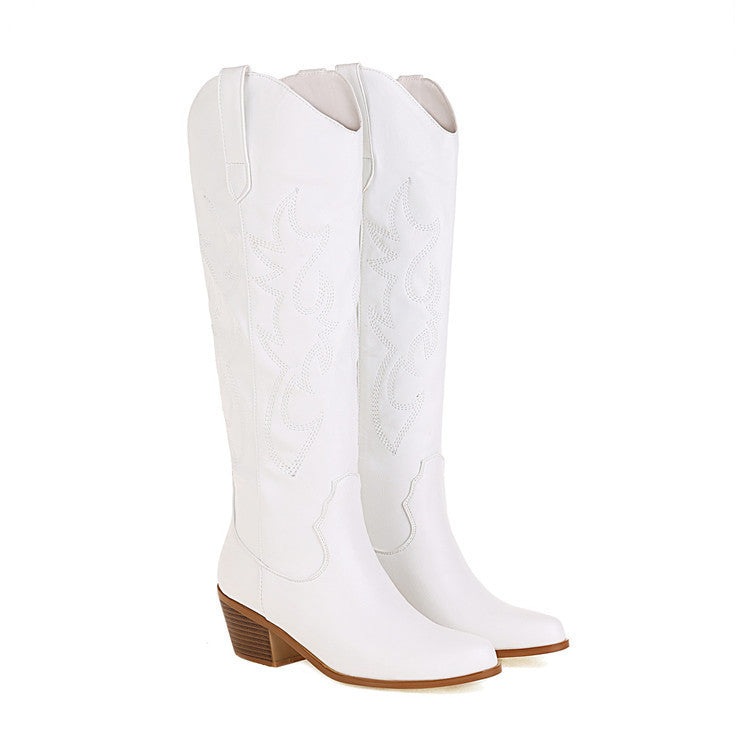 Embroidered Western Cowboy Knee-High Boots