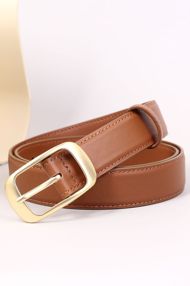 Elegant Alloy Buckle Top Grain Leather Belt