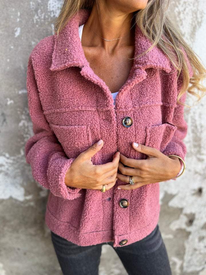 Single-breasted lamb wool lapel coat