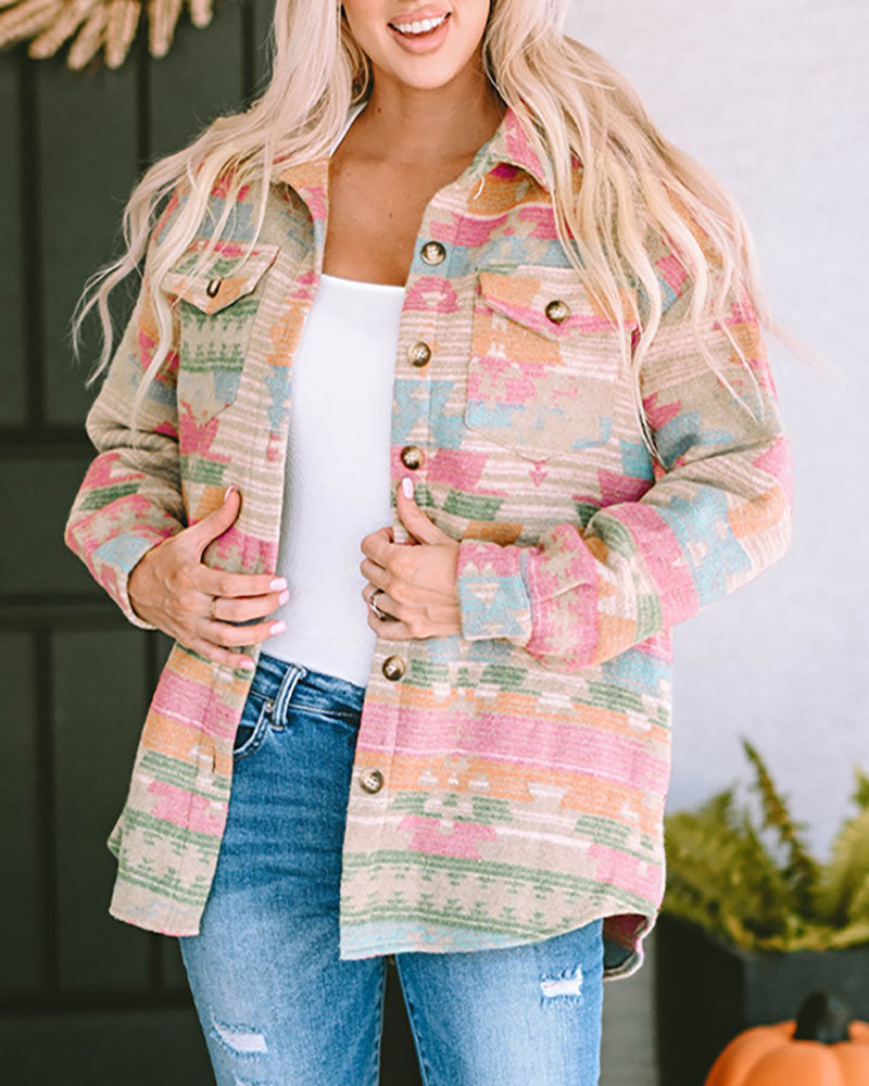 Western print single breasted jacket