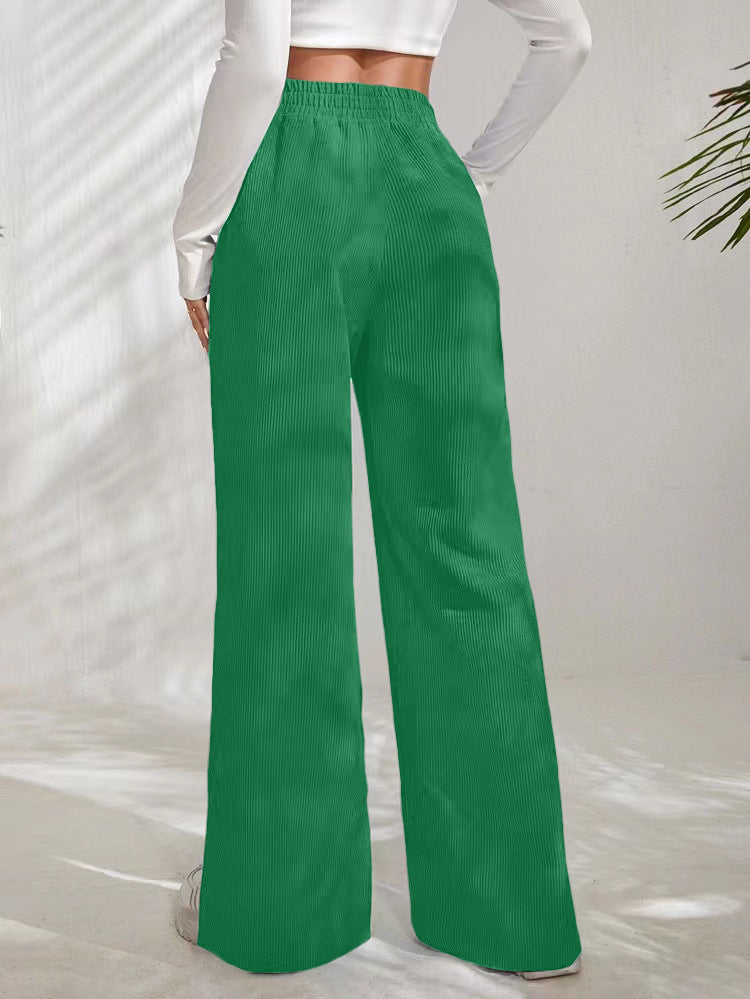 High waist corduroy slit hem trousers