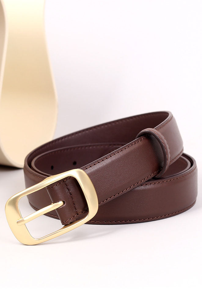 Elegant Alloy Buckle Top Grain Leather Belt