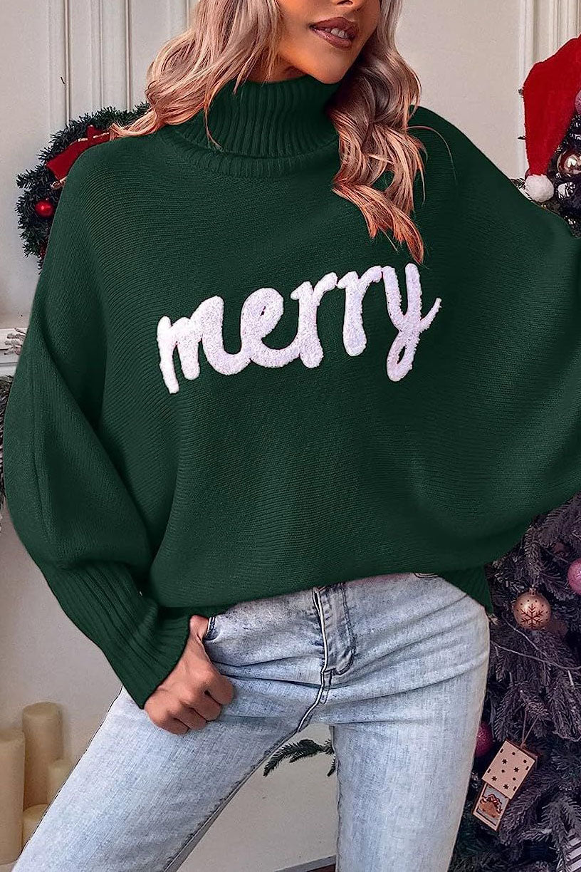 Jersey Merry Holiday con cuello alto y mangas murciélago