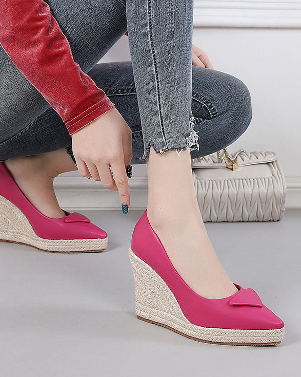 Wedge Heel Woven Straw Sole Glossy espadrilles Sandals