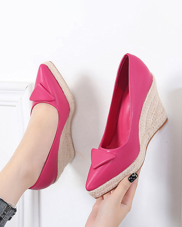 Wedge Heel Woven Straw Sole Glossy espadrilles Sandals