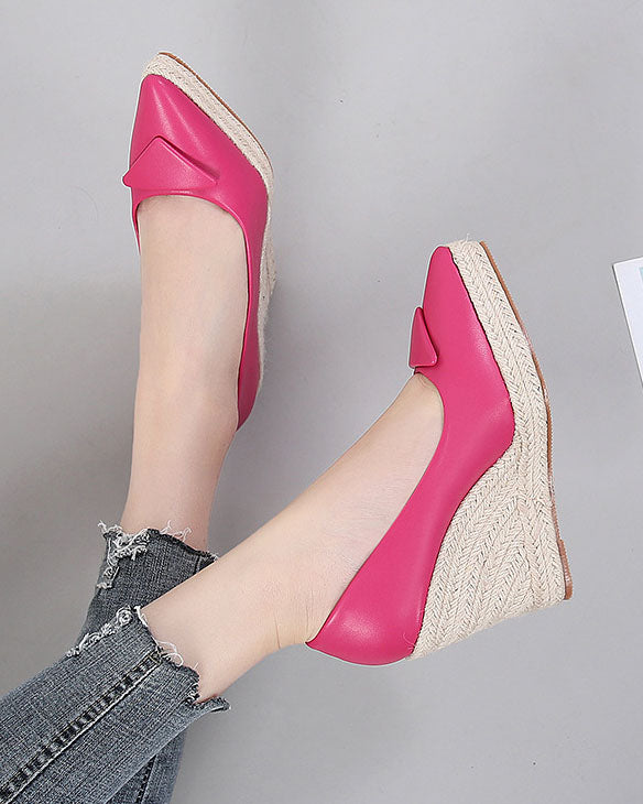 Wedge Heel Woven Straw Sole Glossy espadrilles Sandals