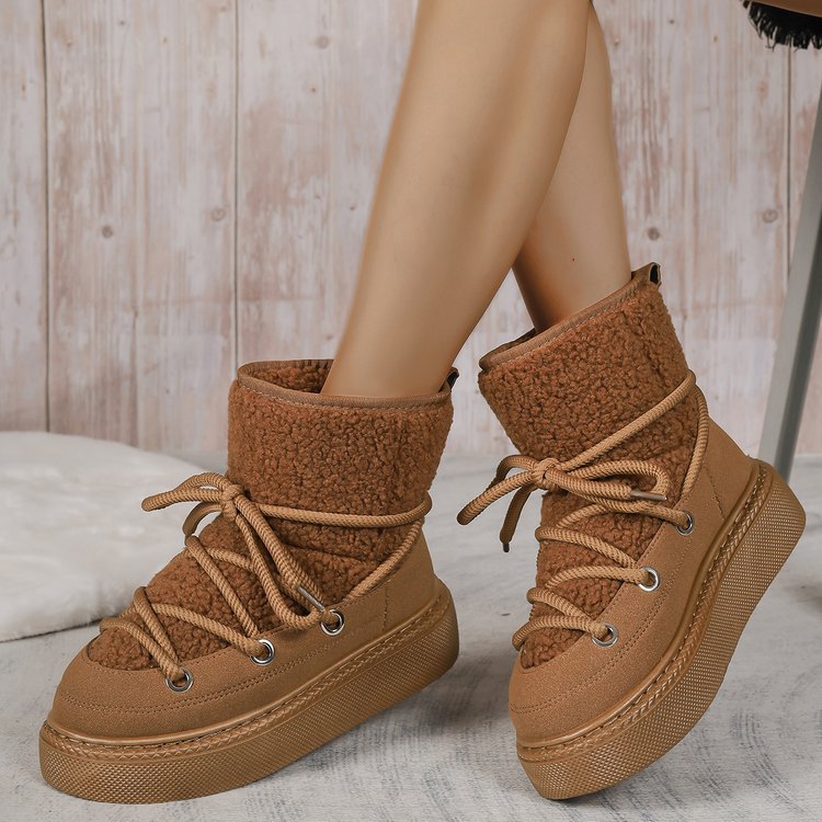 Polar suede cross strap snow boots