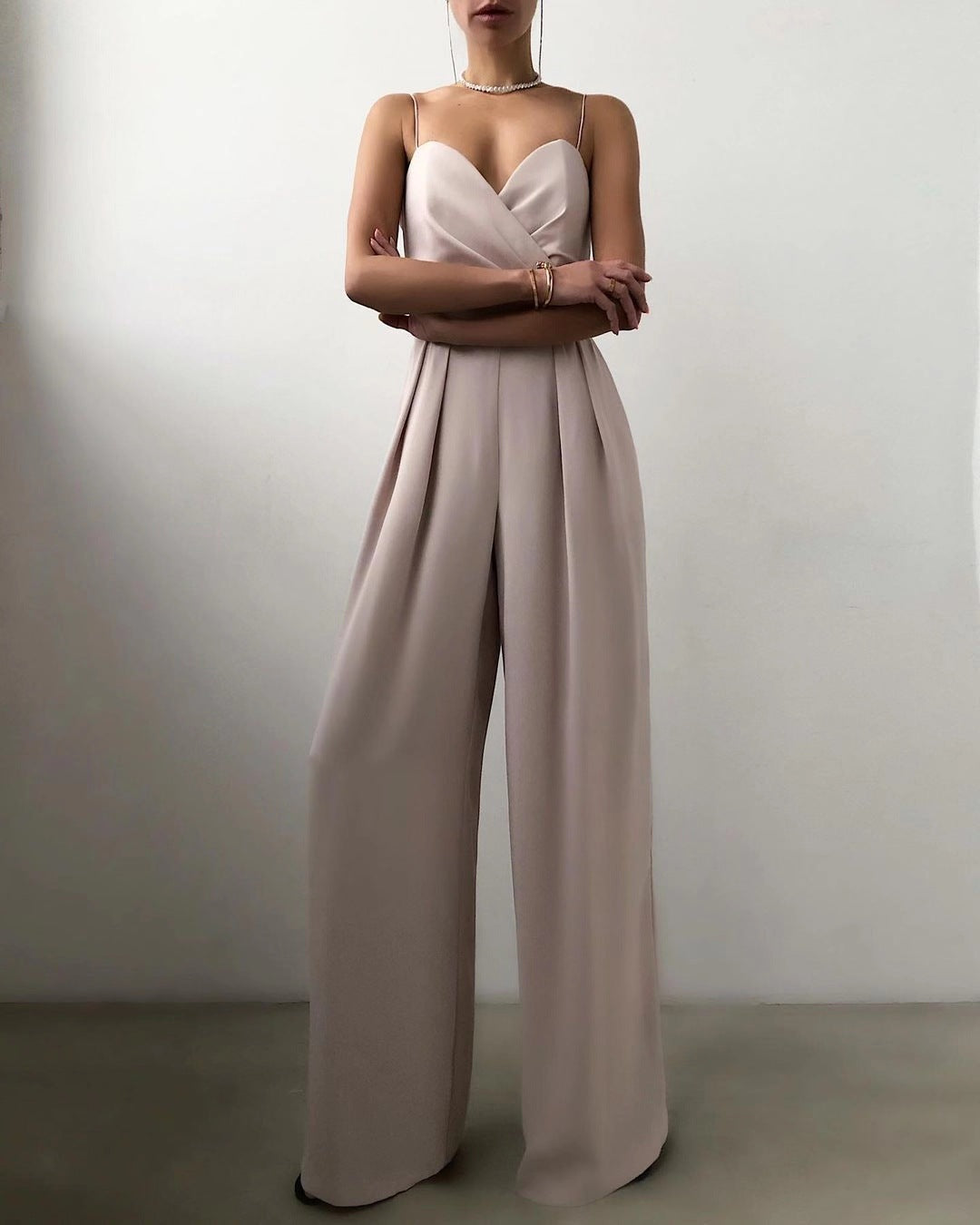 Spaghetti Strap High Waist Straight-Leg Jumpsuit