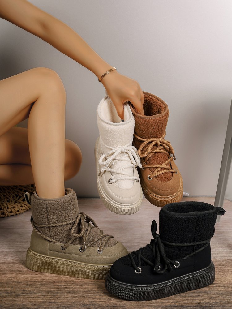 Polar suede cross strap snow boots