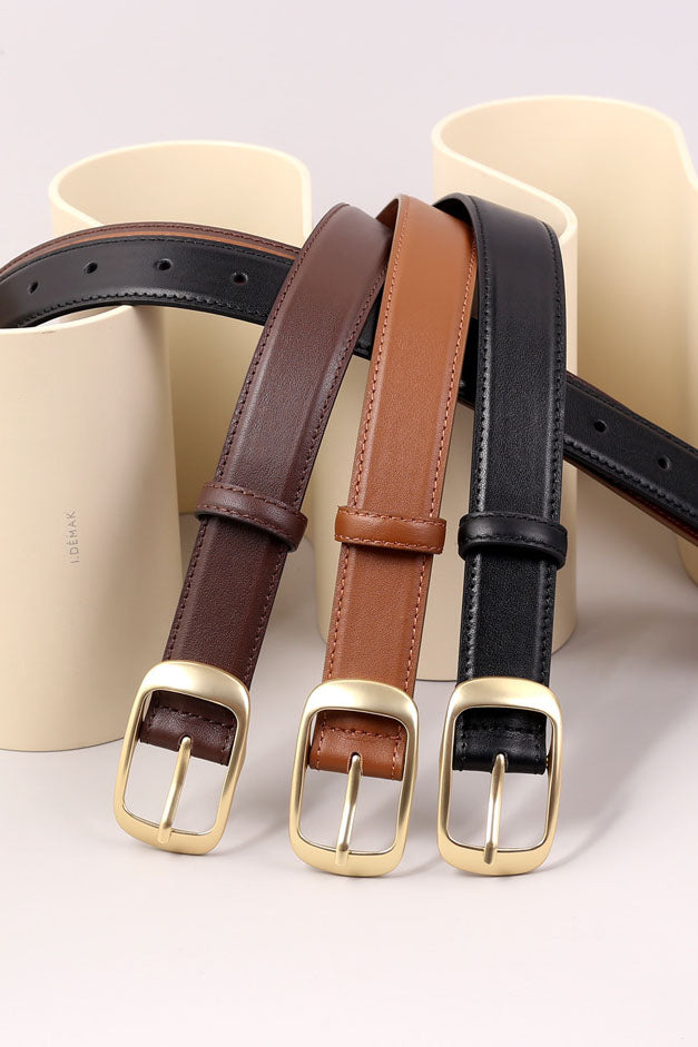 Elegant Alloy Buckle Top Grain Leather Belt