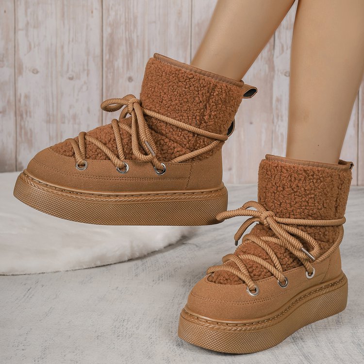 Polar suede cross strap snow boots