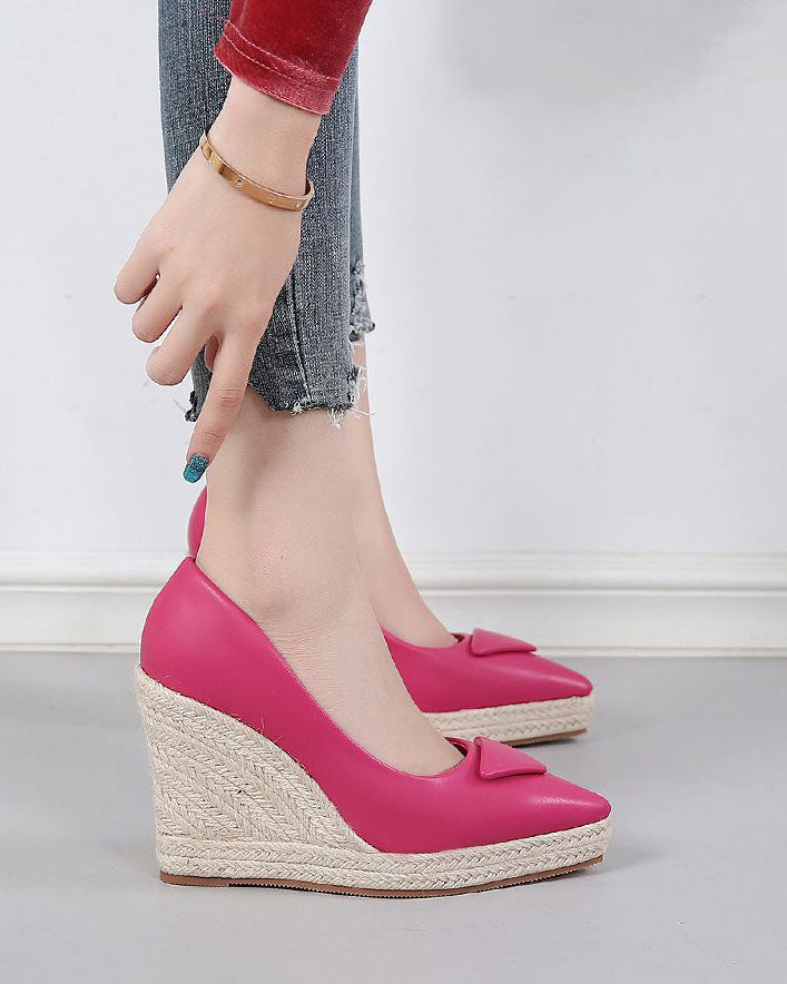 Wedge Heel Woven Straw Sole Glossy espadrilles Sandals