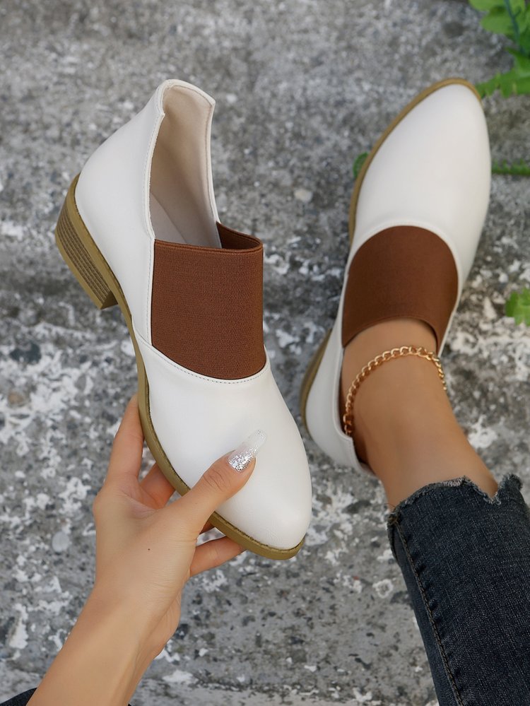 Stitched upper block heel mid heel Chelsea boots