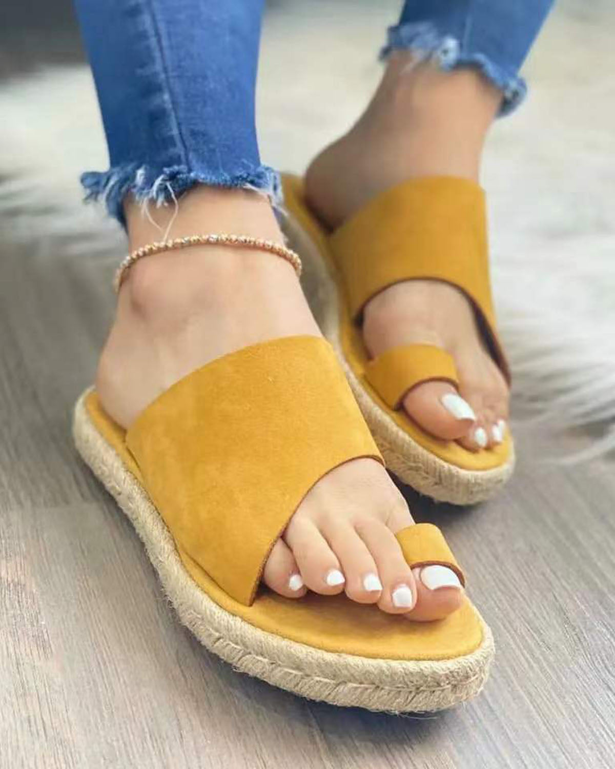 Retro suede flat espadrilles slippers