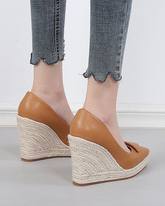 Wedge Heel Woven Straw Sole Glossy espadrilles Sandals