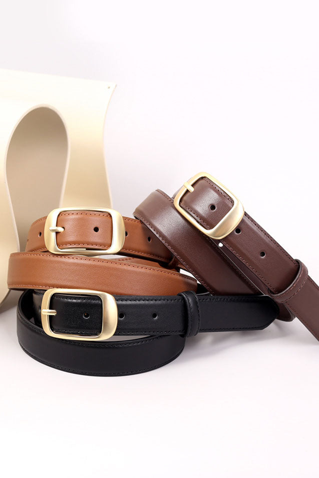 Elegant Alloy Buckle Top Grain Leather Belt