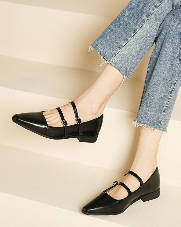 One-line buckle flat Mary Jane shoes
