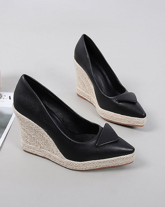 Wedge Heel Woven Straw Sole Glossy espadrilles Sandals