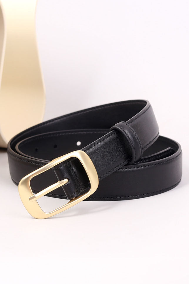 Elegant Alloy Buckle Top Grain Leather Belt