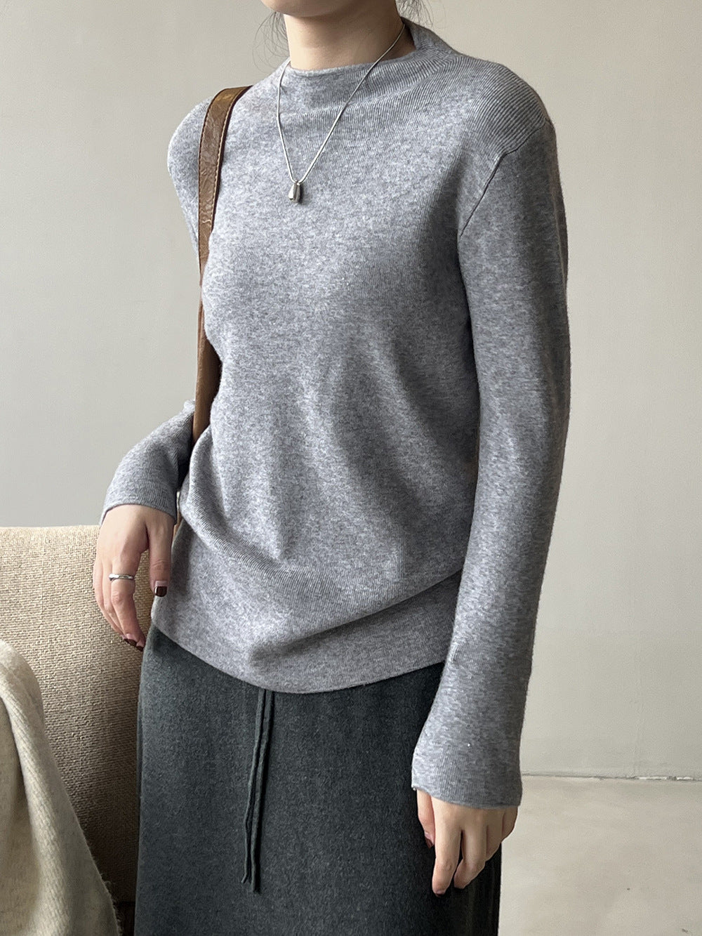 Half turtleneck brushed soft touch sweater