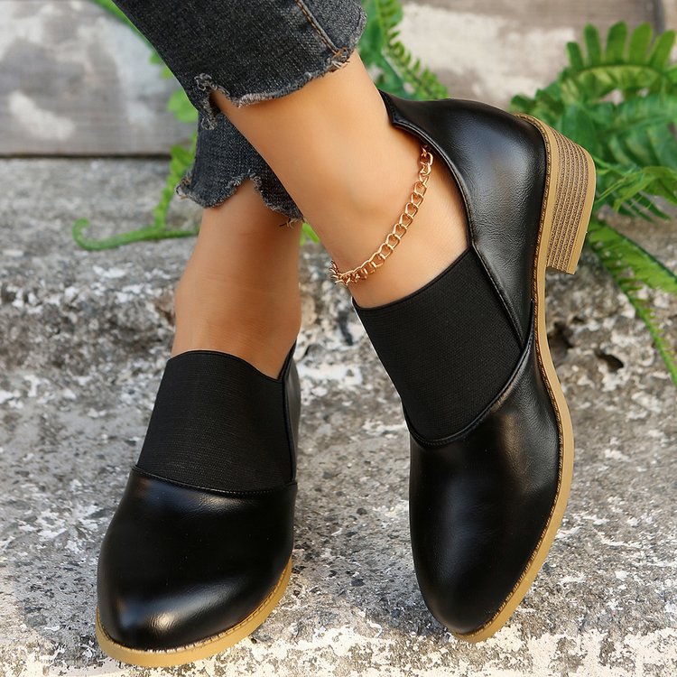 Stitched upper block heel mid heel Chelsea boots