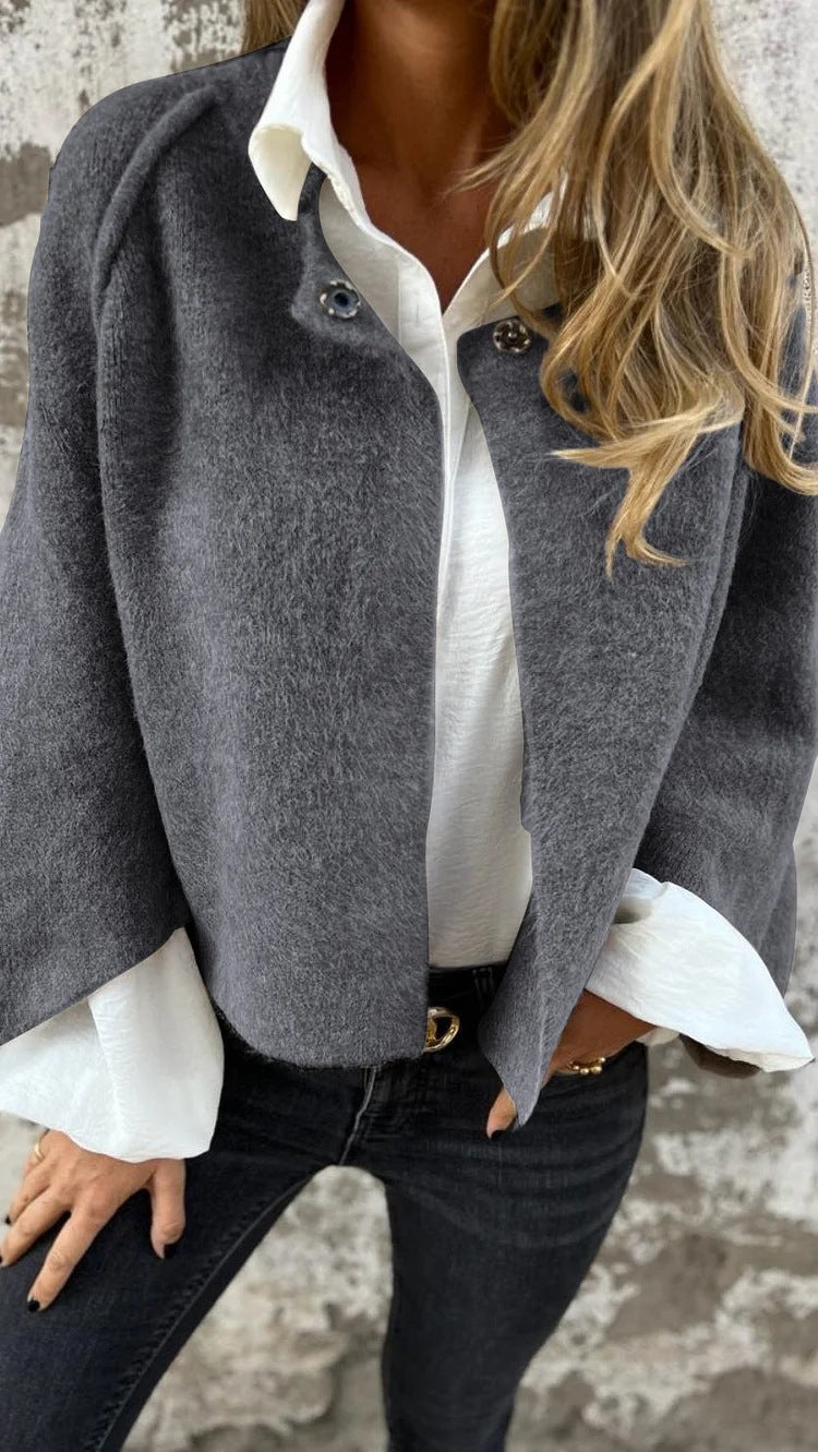 Loose Short Cashmere Long Sleeve Jacket