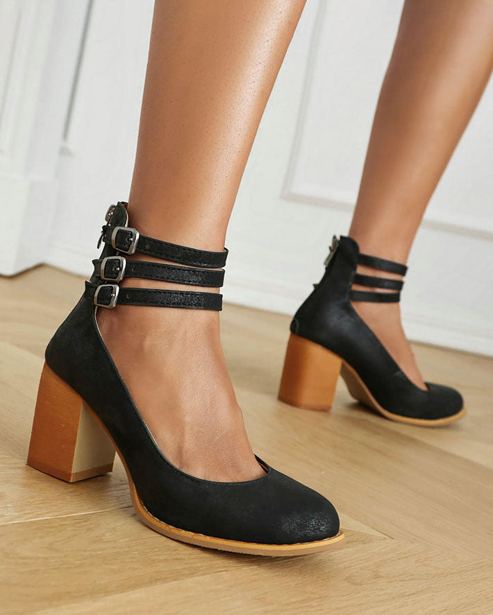 One-Strap Chunky Heel Mary Jane Sandals