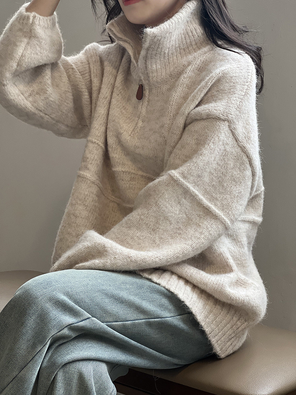 Soft Touch Half-Zip Turtleneck Sweater