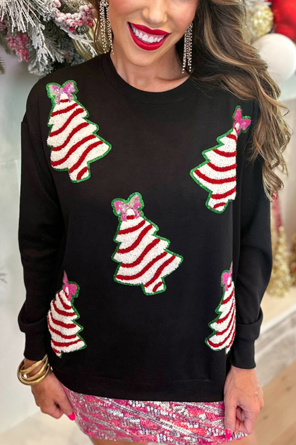 Christmas Tree Sequined Casual Loose Sweatshirt