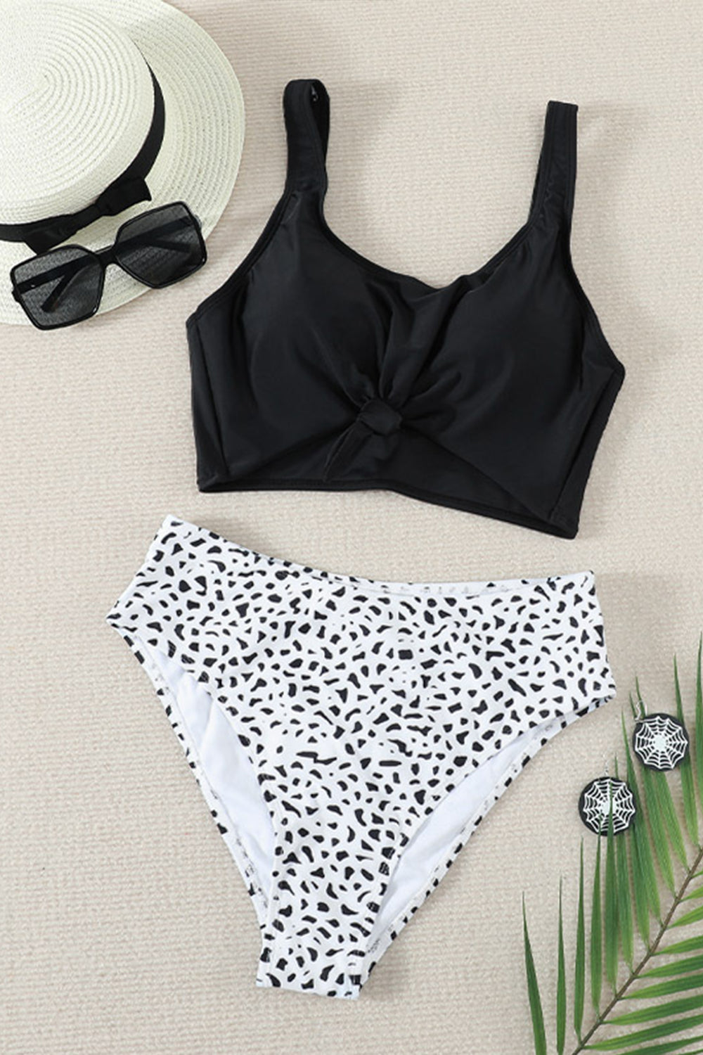 Leopard Print Twisted High Waist Bikini