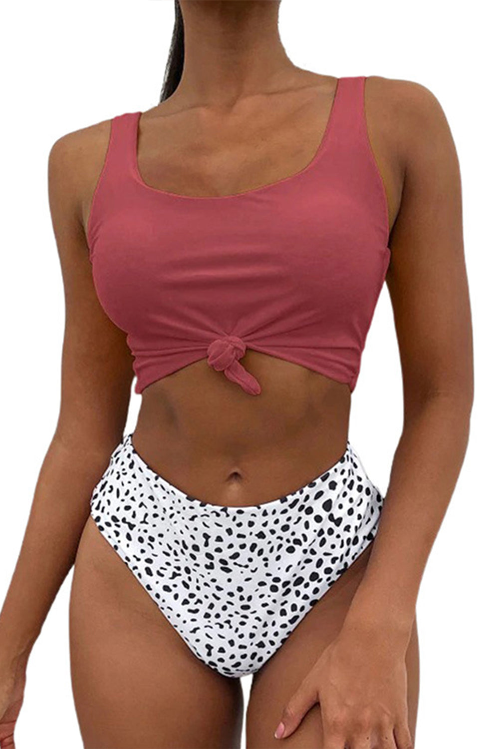 Leopard Print Twisted High Waist Bikini