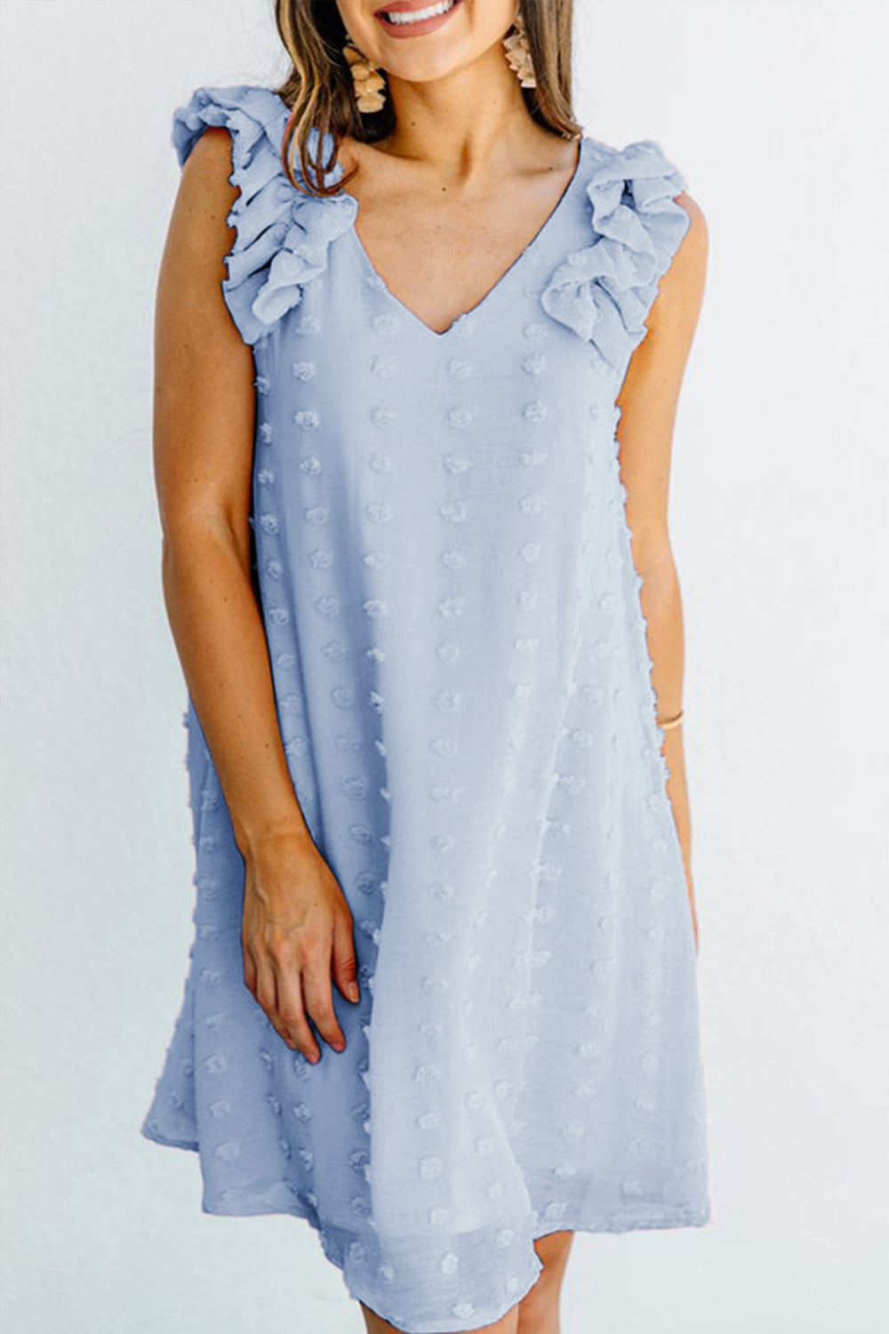 Ruffled Jacquard Chiffon Dress